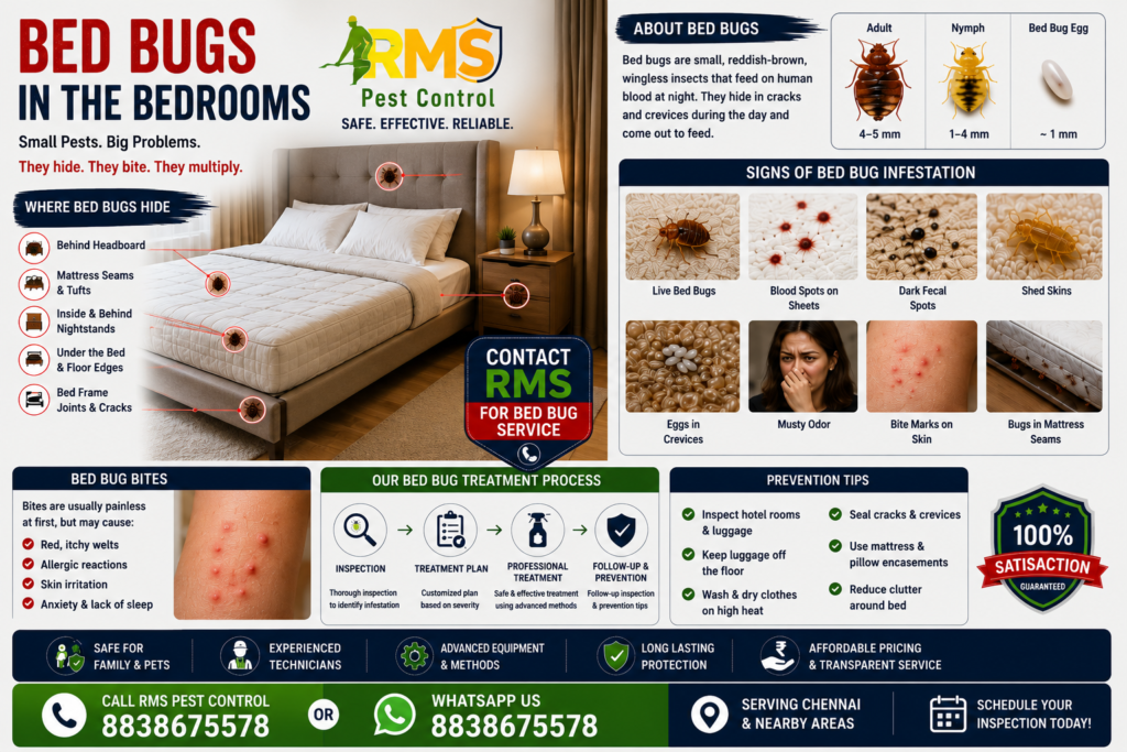 Types of Bedbugs and its causes- RMS Pest Control Services Chennai