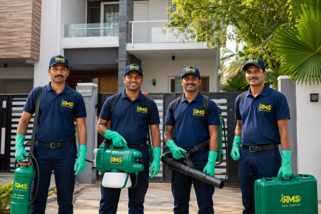 Team Standing with Uniform About RMS Pest Control Chennai