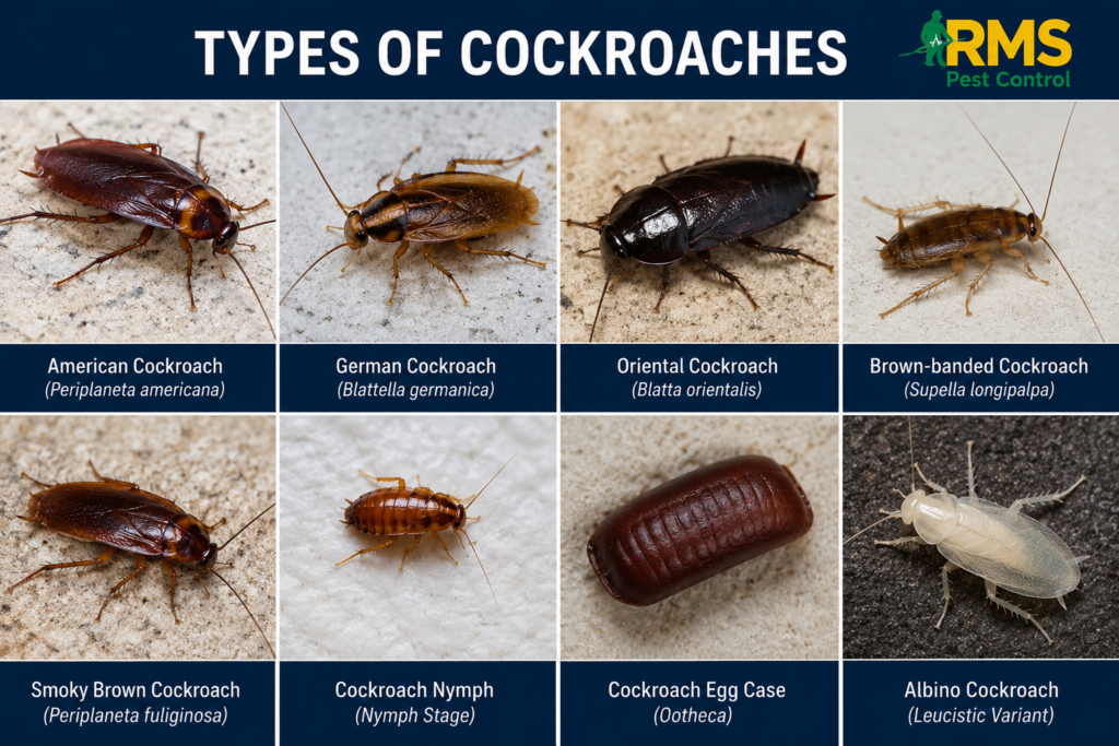 RMS pest control service, controls different types of cockroaches in Chennai