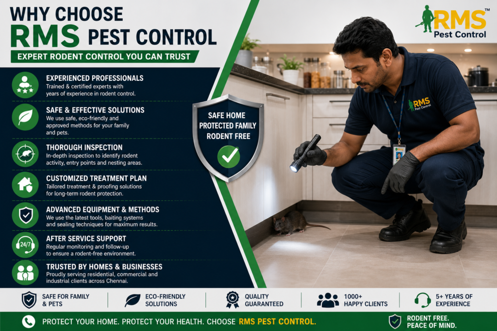 Experienced RMS Pest Control technician performing professional rodent control treatment